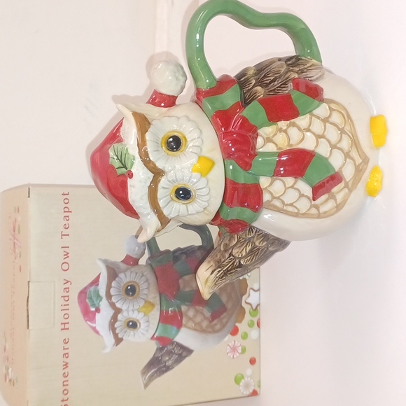 Cracker Barrel Holiday Christmas Owl Teapot Cracker Barrel